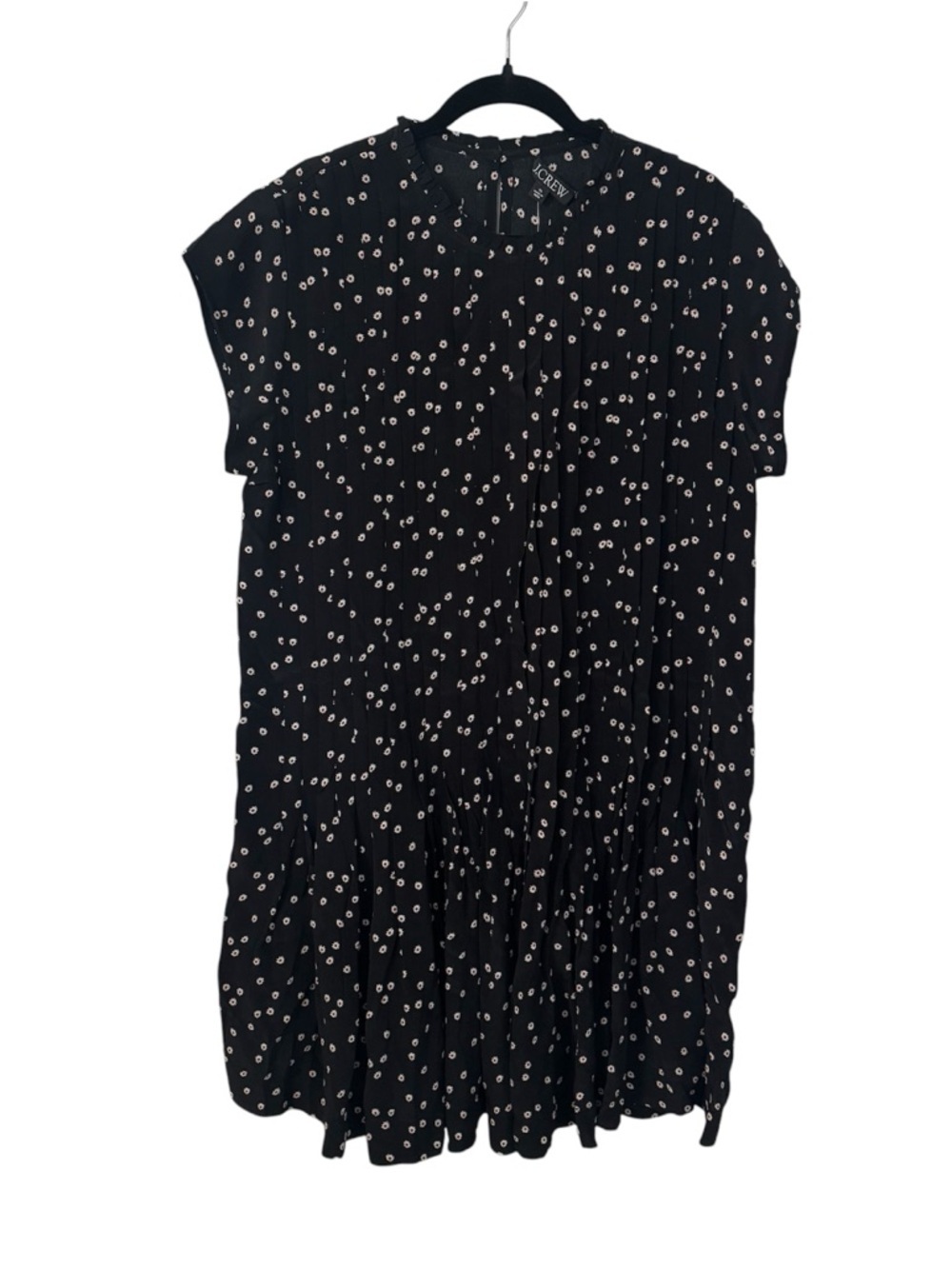 J.Crew Womens Black Ditsy Pintuck Shift Dress in Midnight Floral Print Sz XL NWT